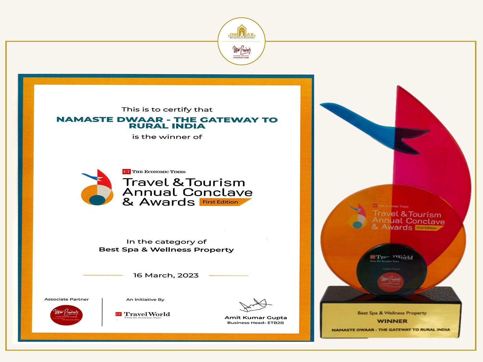 Namaste Dwaar Receives Best spa and wellness award